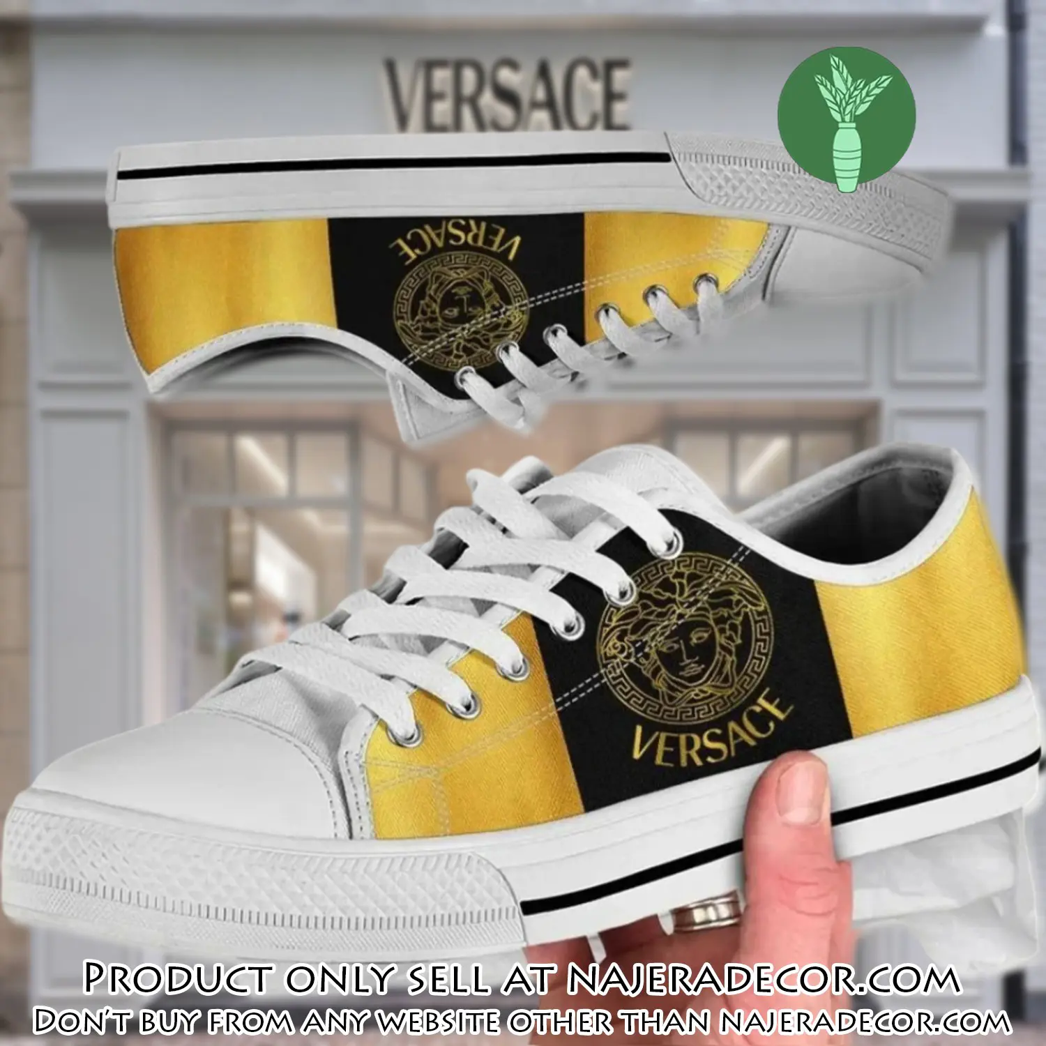 Versace medusa black yellow low top canvas shoes luxury brand gifts for men women njr2650445